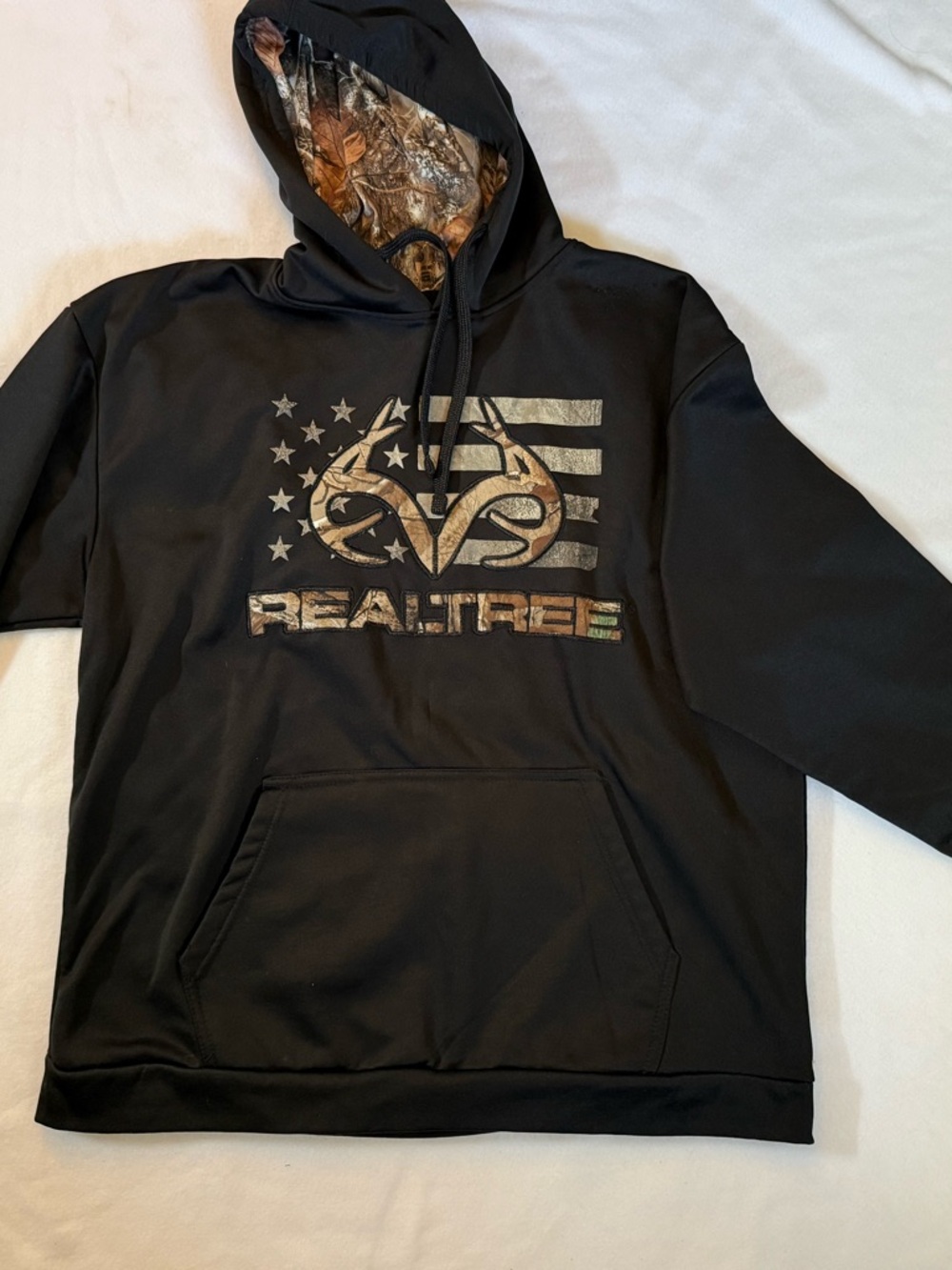 Realtree Men's Black Camo-Accent Hoodie size xl